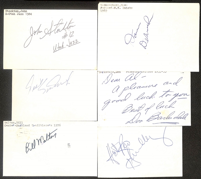 Lot of (150+) Signed Basketball Index Cards Inc. Bob Cousy, George Gervin, Nate Thurmond, Elvin Hayes, + (Beckett BAS Reviewed)