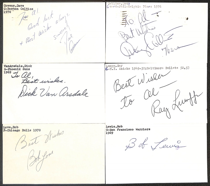 Lot of (150+) Signed Basketball Index Cards Inc. Bob Cousy, George Gervin, Nate Thurmond, Elvin Hayes, + (Beckett BAS Reviewed)