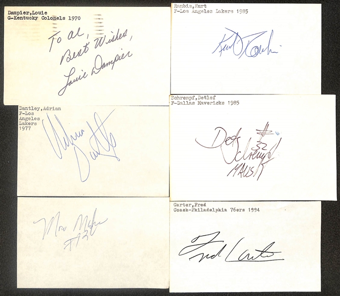 Lot of (150+) Signed Basketball Index Cards Inc. Bob Cousy, George Gervin, Nate Thurmond, Elvin Hayes, + (Beckett BAS Reviewed)