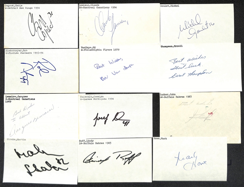 Lot of (400+) Signed Hockey Index Cards inc.Chris Osgood, Claude Lemieux, Michel Goulet, Rob Niedermayer, Ed VanImpe, + (Beckett BAS Reviewed)