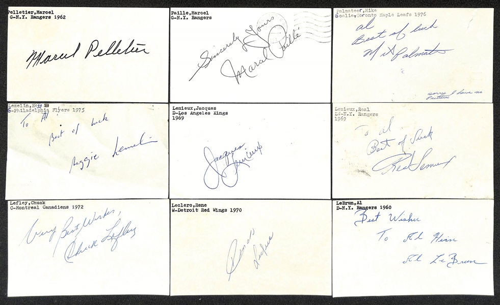 Lot of (400+) Signed Hockey Index Cards inc.Chris Osgood, Claude Lemieux, Michel Goulet, Rob Niedermayer, Ed VanImpe, + (Beckett BAS Reviewed)