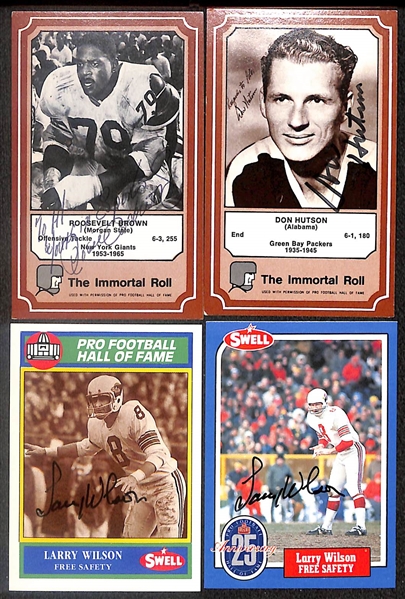 Lot of (24) Signed Football Cards Paul Brown, Art Rooney, Ernie Stautner, Roosevelt Brown, Don Hutson, (3) Larry Wilson, Mike McCormack, + (Beckett BAS Reviewed)