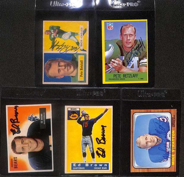 Lot of (23) Signed Vintage Football Cards inc. (2) Pete Retzlaff, (2) Ed Brown, Mike Stratton,  Bill Howton, Les Rishter, (2) Ed Modzelewski, + (Beckett BAS Reviewed)