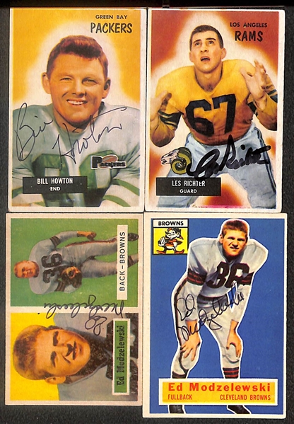 Lot of (23) Signed Vintage Football Cards inc. (2) Pete Retzlaff, (2) Ed Brown, Mike Stratton,  Bill Howton, Les Rishter, (2) Ed Modzelewski, + (Beckett BAS Reviewed)