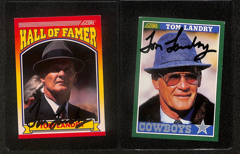 Lot of (5) Signed NFL Coach Cards- (3) Tom Landry, Bill Belichick, Don Shula - (Beckett BAS Reviewed)