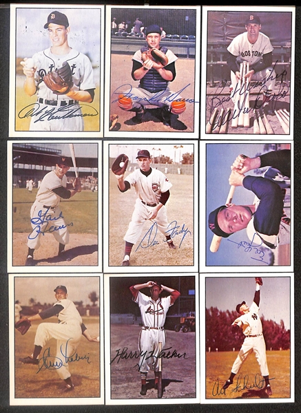 Lot of (49) Signed 1979 + 1983 TCMA 1953 Bowman Color Cards inc. Warren Spahn, Andy Pafko, Enos Slaughter, Bobby Thompson, Lou Boudreau, Stan Lopata, + (Beckett BAS Reviewed)