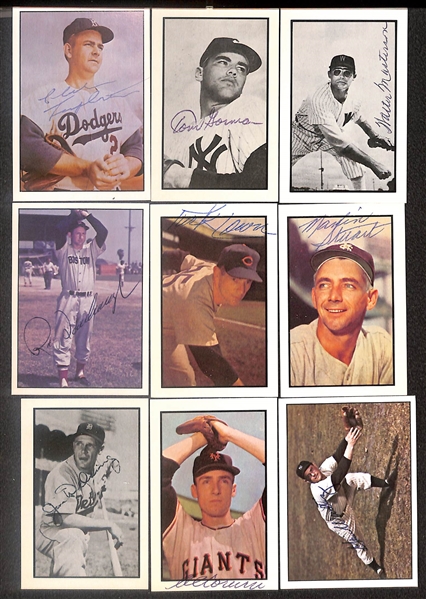 Lot of (49) Signed 1979 + 1983 TCMA 1953 Bowman Color Cards inc. Warren Spahn, Andy Pafko, Enos Slaughter, Bobby Thompson, Lou Boudreau, Stan Lopata, + (Beckett BAS Reviewed)