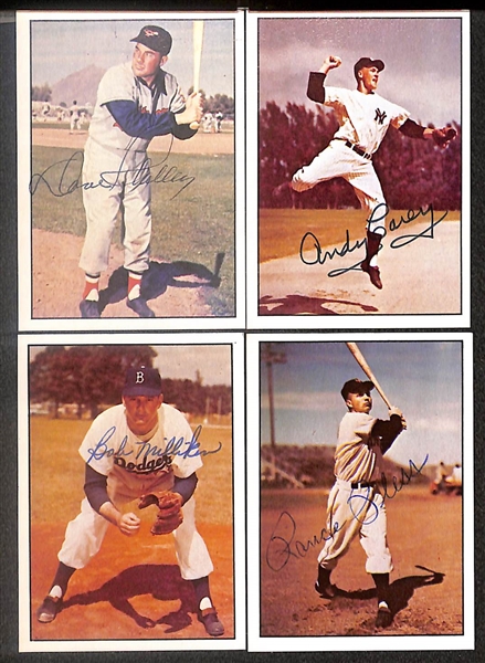 Lot of (49) Signed 1979 + 1983 TCMA 1953 Bowman Color Cards inc. Warren Spahn, Andy Pafko, Enos Slaughter, Bobby Thompson, Lou Boudreau, Stan Lopata, + (Beckett BAS Reviewed)