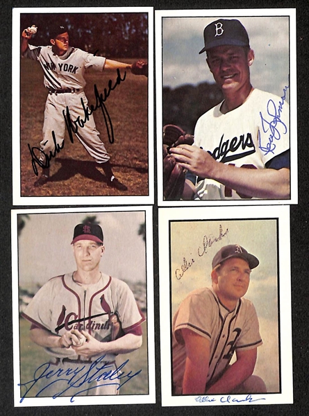 Lot of (44) Signed 1979 & 1983 TCMA 1953 Bowman Color Cards inc. Pee Wee Reese, Joe Garagiola, Elos Slaughter, Red Schoendienst, Ralph Kiner, Bill Skowron, + (Beckett BAS Reviewed)