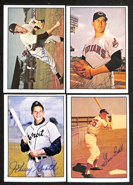 Lot of (44) Signed 1979 & 1983 TCMA 1953 Bowman Color Cards inc. Pee Wee Reese, Joe Garagiola, Elos Slaughter, Red Schoendienst, Ralph Kiner, Bill Skowron, + (Beckett BAS Reviewed)