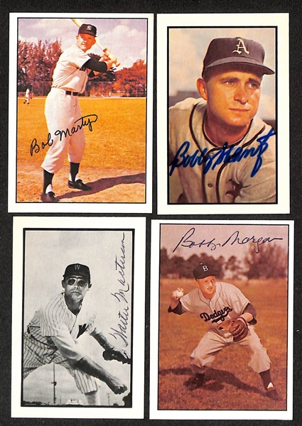 Lot of (44) Signed 1979 & 1983 TCMA 1953 Bowman Color Cards inc. Pee Wee Reese, Joe Garagiola, Elos Slaughter, Red Schoendienst, Ralph Kiner, Bill Skowron, + (Beckett BAS Reviewed)