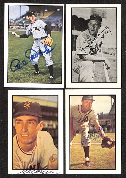 Lot of (44) Signed 1979 & 1983 TCMA 1953 Bowman Color Cards inc. Pee Wee Reese, Joe Garagiola, Elos Slaughter, Red Schoendienst, Ralph Kiner, Bill Skowron, + (Beckett BAS Reviewed)