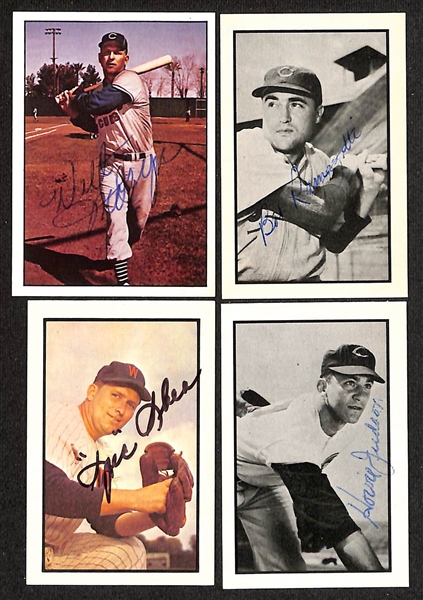 Lot of (44) Signed 1979 & 1983 TCMA 1953 Bowman Color Cards inc. Pee Wee Reese, Joe Garagiola, Elos Slaughter, Red Schoendienst, Ralph Kiner, Bill Skowron, + (Beckett BAS Reviewed)