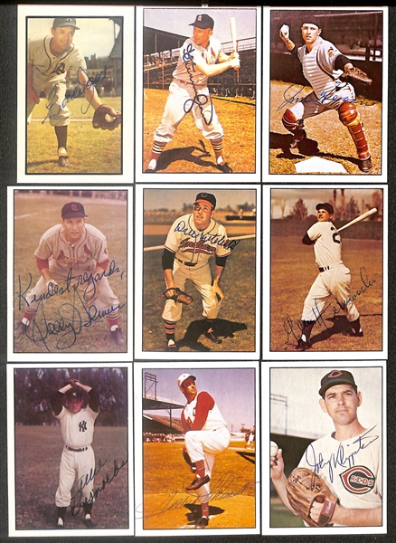 Lot of (49) Signed 1979 + 1983 TCMA 1953 Bowman Color Cards inc. Phil Rizzuto, Al Corwin, Davey Williams, Jim Davenport, Enos Slaughter, + (Beckett BAS Reviewed)