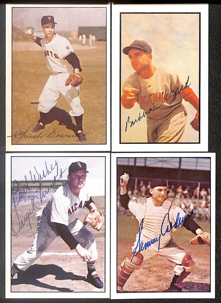 Lot of (49) Signed 1979 + 1983 TCMA 1953 Bowman Color Cards inc. Phil Rizzuto, Al Corwin, Davey Williams, Jim Davenport, Enos Slaughter, + (Beckett BAS Reviewed)