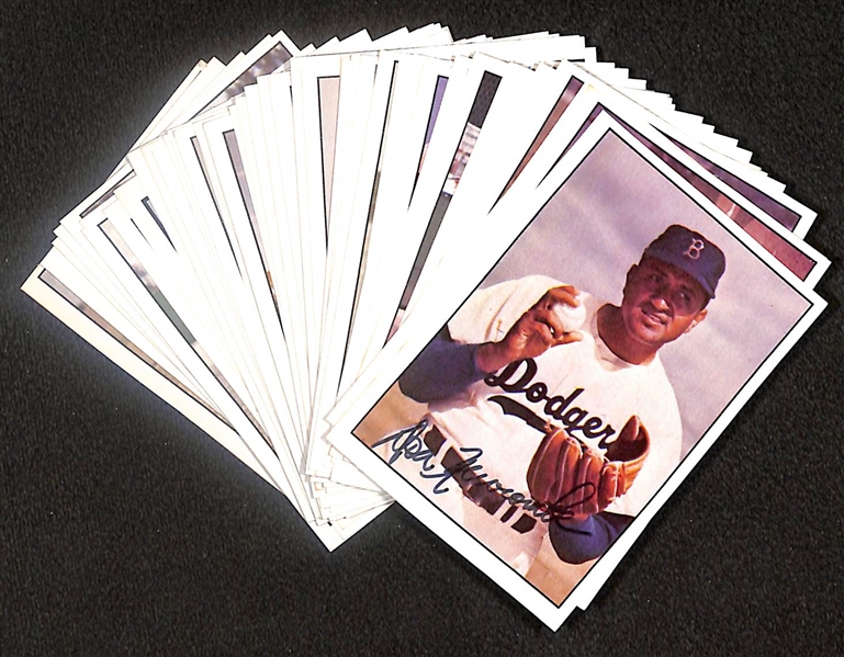 Lot of (49) Signed 1979 + 1983 TCMA 1953 Bowman Color Cards inc. Don Newcombe, Leo Durocher, Ted Kluszewski, Lou Boudreau, + (Beckett BAS Reviewed)