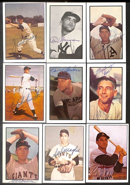 Lot of (49) Signed 1979 + 1983 TCMA 1953 Bowman Color Cards inc. Don Newcombe, Leo Durocher, Ted Kluszewski, Lou Boudreau, + (Beckett BAS Reviewed)