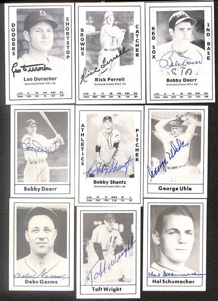 Lot of (20) Signed TCMA Renta Galasso Cards inc. Hank Greenberg, Pee Wee Reese, Warren Spahn, Al Lopez, Left Gomez, Monte Irvin, + (Beckett BAS Reviewed)