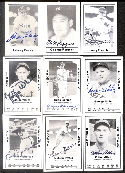 Lot of (20) Signed TCMA Renta Galasso Cards inc. Hank Greenberg, Pee Wee Reese, Warren Spahn, Al Lopez, Left Gomez, Monte Irvin, + (Beckett BAS Reviewed)