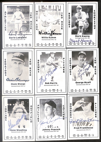 Lot of (20) Signed TCMA Renta Galasso Cards inc. Hank Greenberg, Pee Wee Reese, Warren Spahn, Al Lopez, Left Gomez, Monte Irvin, + (Beckett BAS Reviewed)