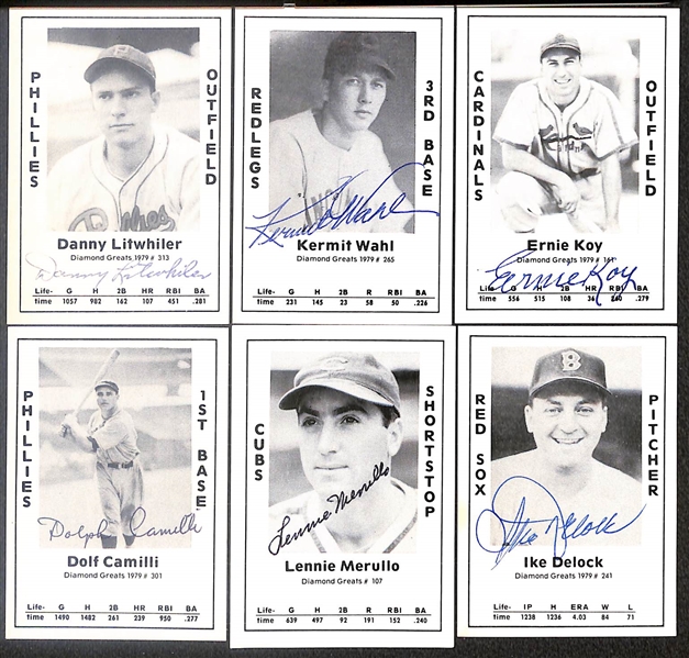 Lot of (20) Signed TCMA Renta Galasso Cards inc. Hank Greenberg, Pee Wee Reese, Warren Spahn, Al Lopez, Left Gomez, Monte Irvin, + (Beckett BAS Reviewed)