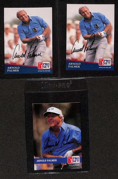 Lot of (5) Signed Arnold Palmer Cards- 1990 Pro Set, (2) 1992 Pro Set, (2) 1991 Pro Set (Beckett BAS Reviewed)