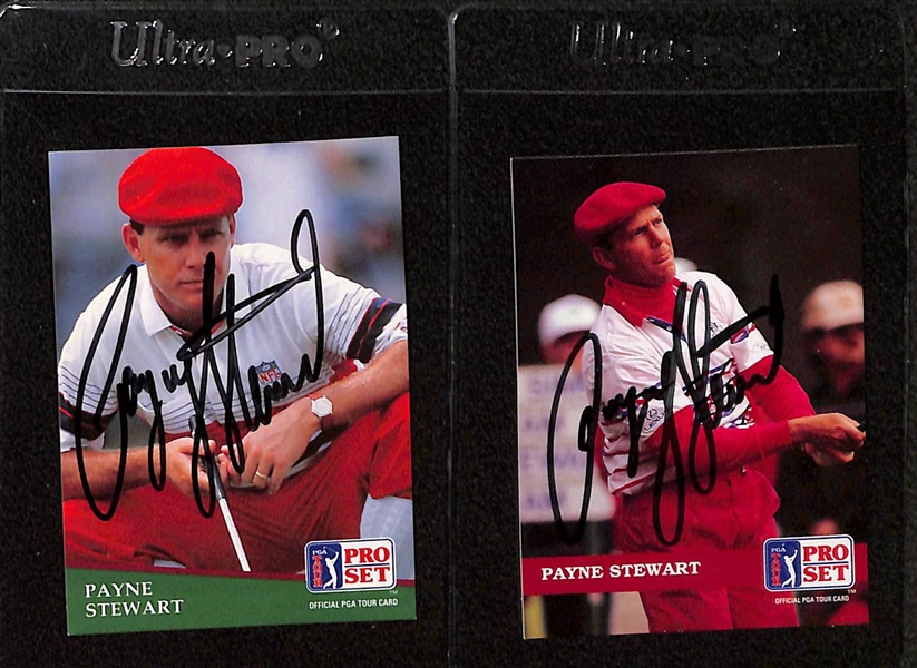 Lot of (7) Signed Payne Stewart Cards- (3) 1991 Pro Set, (2) 1992 Pro Set, 1990 Pro Set, 1990 Pro Set Special (Beckett BAS Reviewed)