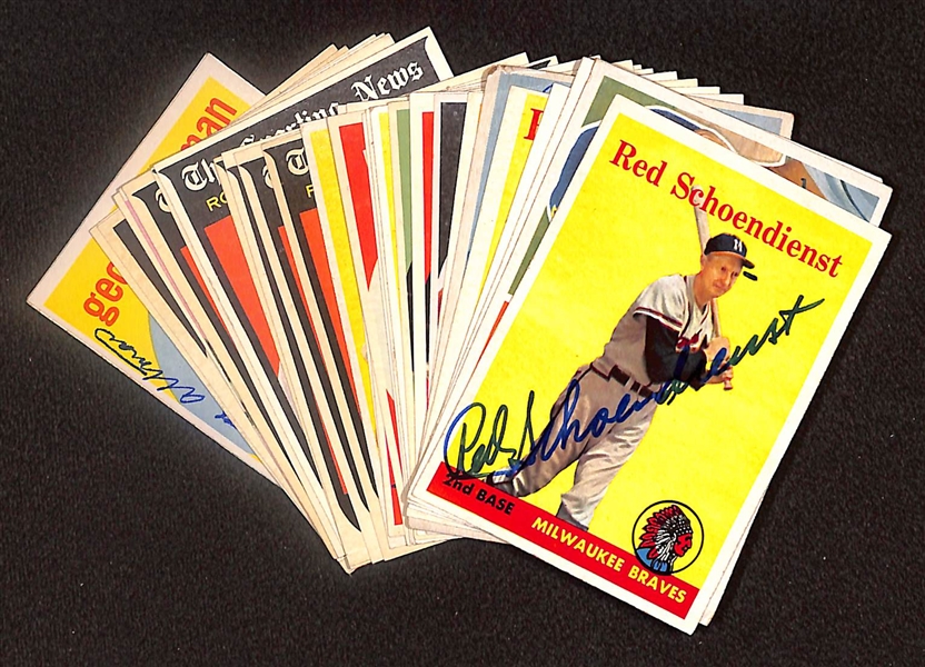 Lot of (31) Signed 1950s Cards inc. Red Schoendienst, Ray Boone, Jim Rivera, Roy Sievers, Frank Thomas, Cal Abrams, + (Beckett BAS Reviewed)