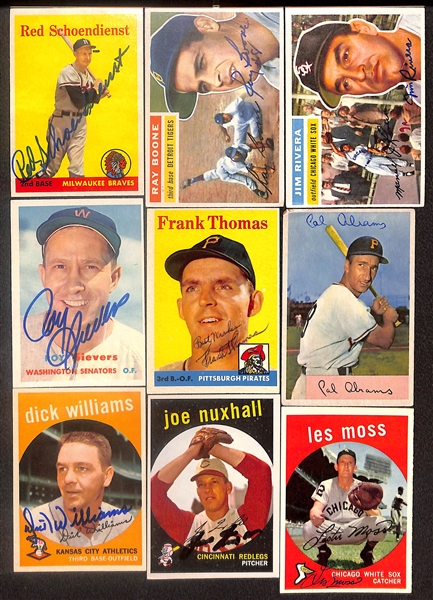 Lot of (31) Signed 1950s Cards inc. Red Schoendienst, Ray Boone, Jim Rivera, Roy Sievers, Frank Thomas, Cal Abrams, + (Beckett BAS Reviewed)