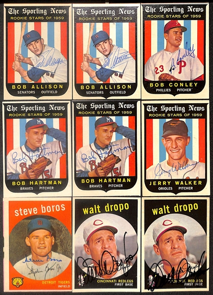 Lot of (31) Signed 1950s Cards inc. Red Schoendienst, Ray Boone, Jim Rivera, Roy Sievers, Frank Thomas, Cal Abrams, + (Beckett BAS Reviewed)