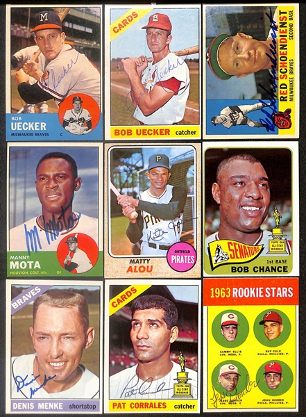 Lot of (30) Signed 1960s Cards inc (2) Bob Uecker, Red Schoendienst, Manny Mota, Matty Alou, Bob Chance, + (Beckett BAS Reviewed)