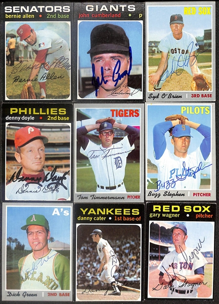 Lot of (51) Signed 1970s Cards inc. Red Schoendienst, (3) Matty Alou, Jim Lonborg, Tom House, Jim Kaat, + (Beckett BAS Reviewed)