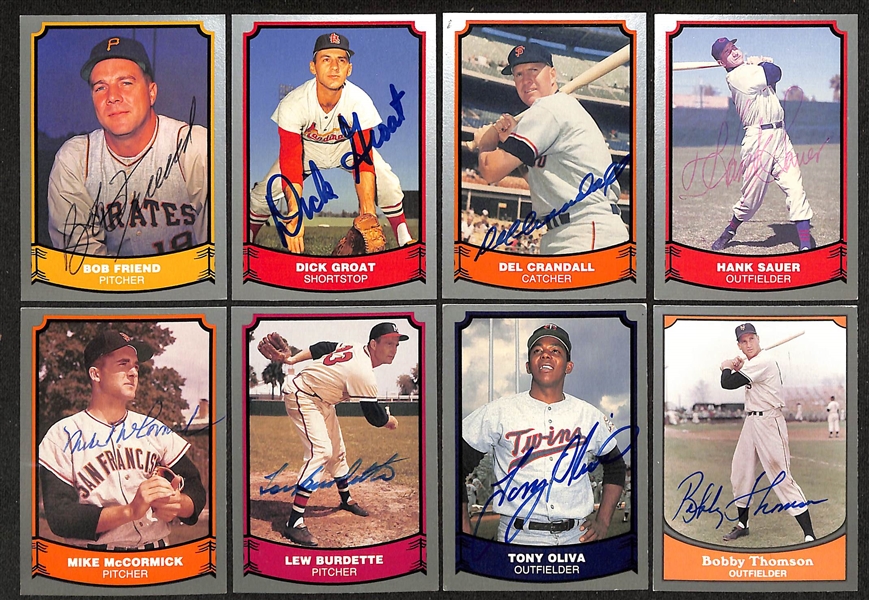 Lot of (60+) Signed 1980-90 Pacific Baseball Cards inc. Catfish Hunter, Leo Durocher, Sparky Anderson, Enos Slaughter, + (Beckett BAS Reviewed)