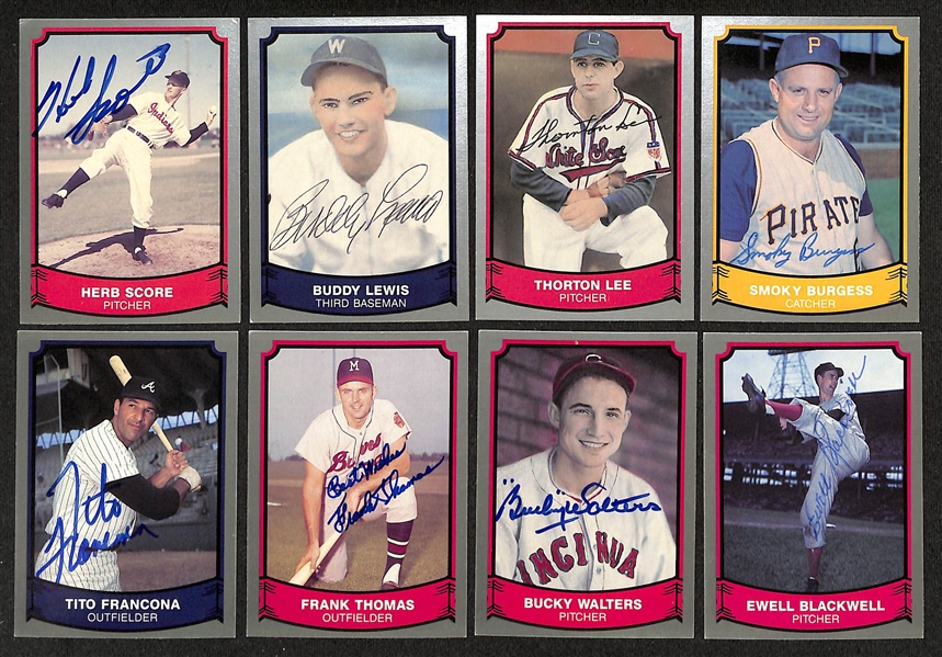 Lot of (60+) Signed 1980-90 Pacific Baseball Cards inc. Catfish Hunter, Leo Durocher, Sparky Anderson, Enos Slaughter, + (Beckett BAS Reviewed)