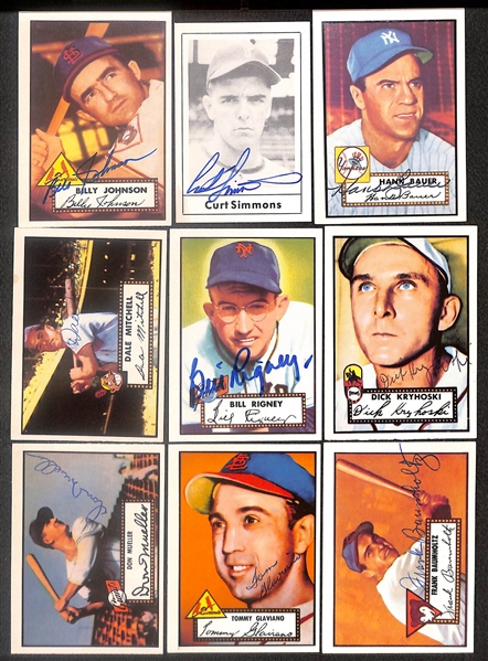 Lot of (25) Signed Old Timer Reprint Cards inc. Pee Wee Reese, Warren Spahn, Bob Feller, Bobby Thomson, Joe Black, + (Beckett BAS Reviewed)