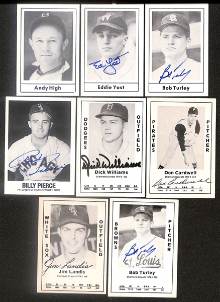 Lot of (25) Signed Old Timer Reprint Cards inc. Pee Wee Reese, Warren Spahn, Bob Feller, Bobby Thomson, Joe Black, + (Beckett BAS Reviewed)