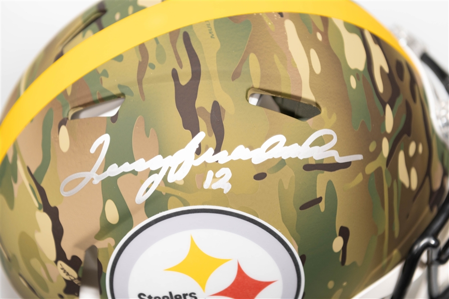 Terry Bradshaw Autographed/Signed Full Size Pittsburgh Steelers CAMO Salute to Service Authentic Speed Helmet - Beckett/BAS Witnessed Sticker of Authenticity!