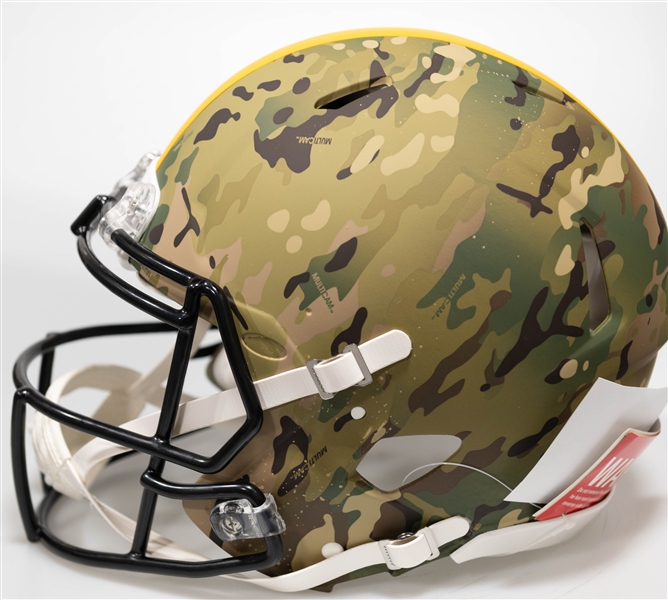 Terry Bradshaw Autographed/Signed Full Size Pittsburgh Steelers CAMO Salute to Service Authentic Speed Helmet - Beckett/BAS Witnessed Sticker of Authenticity!