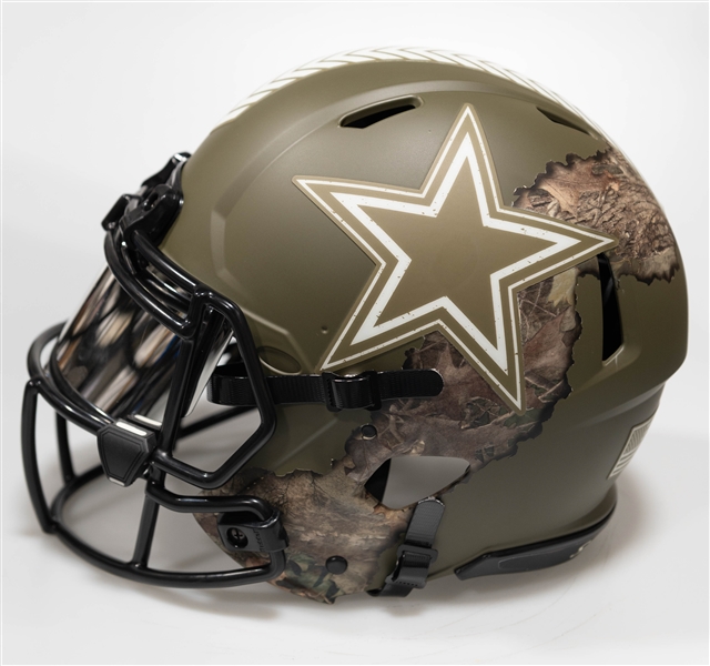 CeeDee Lamb Autographed/Signed Full Size Dallas Cowboy NFL Salute to Service CAMO Speed Authentic Helmet (Mirror Visor) - Fanatics Sticker of Authenticity!