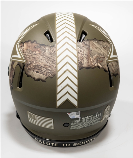 CeeDee Lamb Autographed/Signed Full Size Dallas Cowboy NFL Salute to Service CAMO Speed Authentic Helmet (Mirror Visor) - Fanatics Sticker of Authenticity!