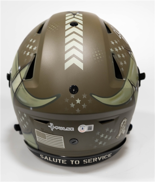 Justin Jefferson Autographed/Signed Full Size Minnesota Vikings NFL Salute to Service  Riddell Speedflex Pulse Authentic Helmet (Black Visor) w. Beckett/BAS Witnessed Sticker of Authenticity!