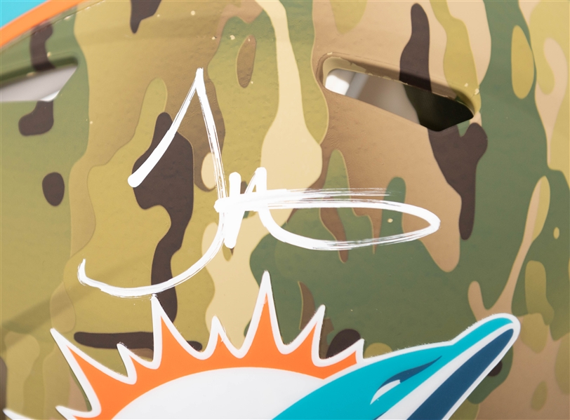 Tyreke Hill Autographed/Signed Full Size Miami Dolphins CAMO Salute to Service Authentic Speed Helmet - Beckett/BAS Witnessed Sticker of Authenticity!