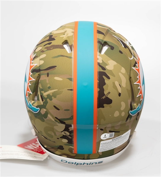 Tyreke Hill Autographed/Signed Full Size Miami Dolphins CAMO Salute to Service Authentic Speed Helmet - Beckett/BAS Witnessed Sticker of Authenticity!