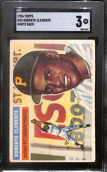 1956 Topps Roberto Clemente White Back Graded SGC 3