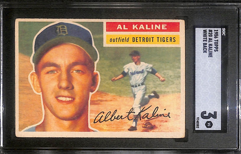 Lot of (2) SGC Graded 1956 Topps White Back Cards- Al Kaline (SGC 3), Ernie Banks (SGC 3)