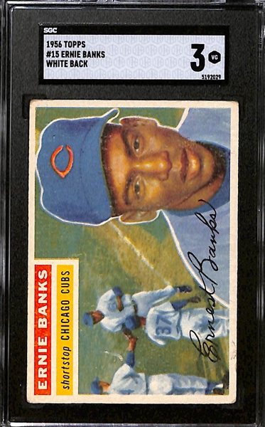 Lot of (2) SGC Graded 1956 Topps White Back Cards- Al Kaline (SGC 3), Ernie Banks (SGC 3)