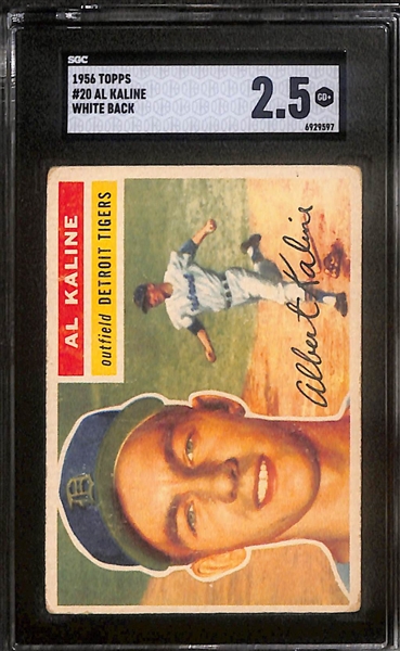 Lot of (3) SGC Graded 1956 Topps Cards- Al Kaline White Back (SGC 2.5), Ed Mathews Gray Back (SGC 2.5), Duke Snider Gray Back (SGC 3)