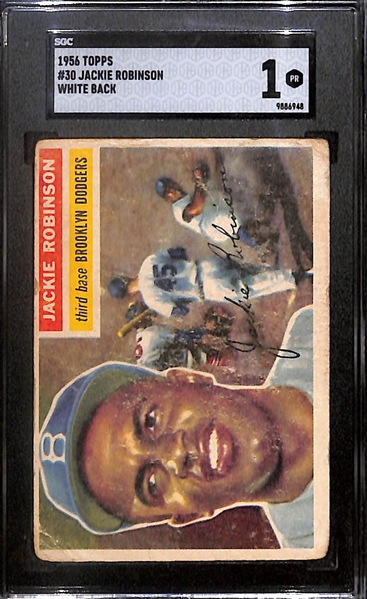 1956 Topps Jackie Robinson White Back Graded SGC 1