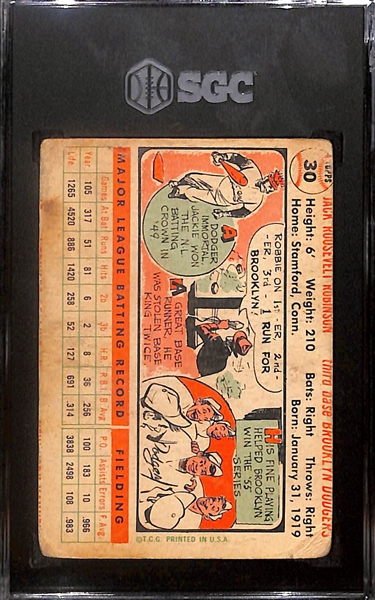 1956 Topps Jackie Robinson White Back Graded SGC 1