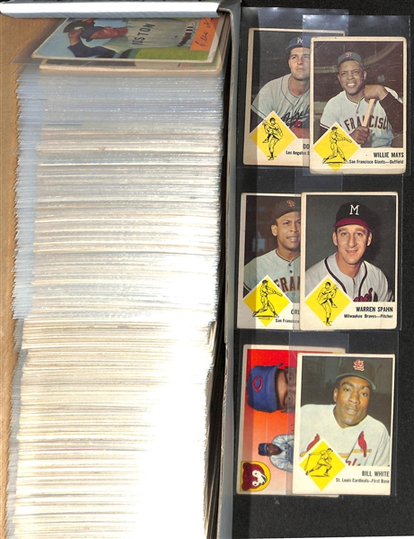 Lot of Approx (300) 1954-1956 Bowman & Topps Baseball Cards & (35) 1963 Fleer Baseball Cards w. 1963 Fleer Willie Mays